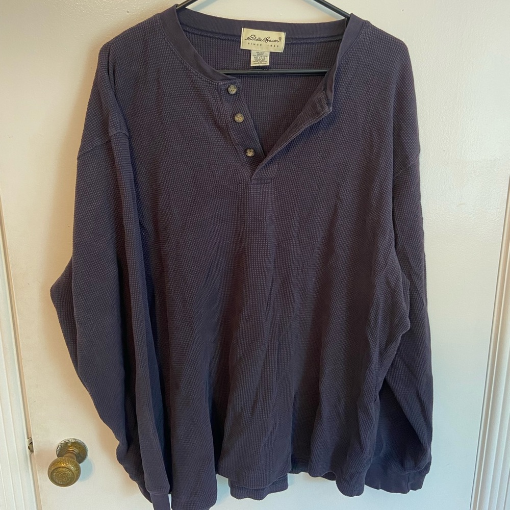 Long sleeve waffle button up